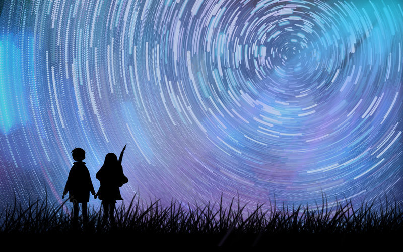 卡通可爱唯美星空蓝色梦幻壁纸背景,插画/手绘图,插画/手绘图库,插画/手绘图下载,插画/手绘